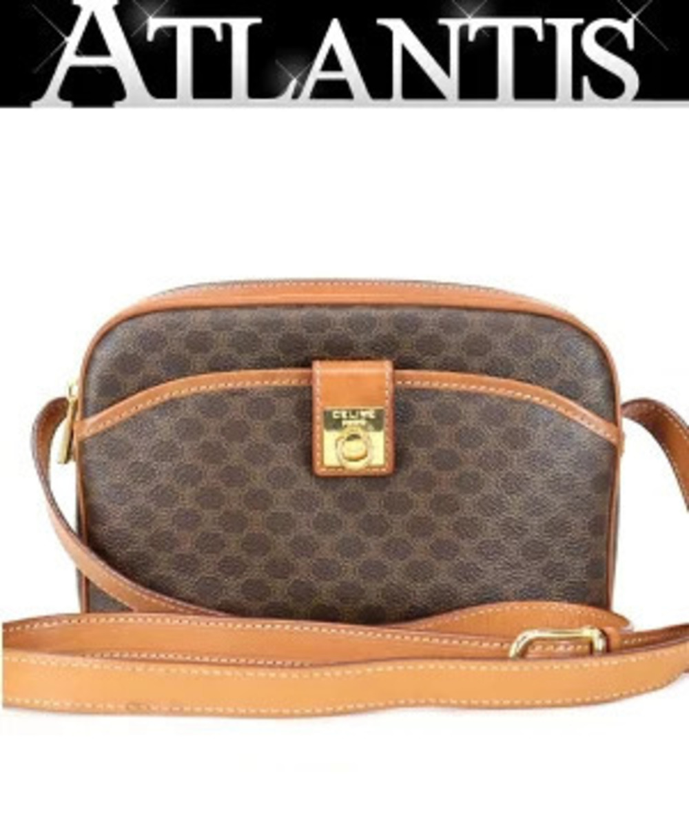 Celine Macadam Shoulder Bag Brown x Leather